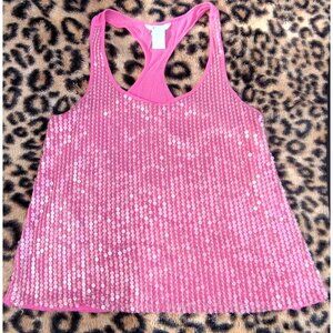 Candies Blouse Womens Sleeveless Racerback Sequin Pullover Knit Pink Small Tank